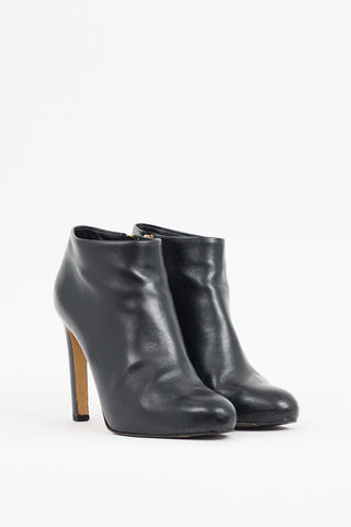 Ferragamo Black Leather Ankle Boot