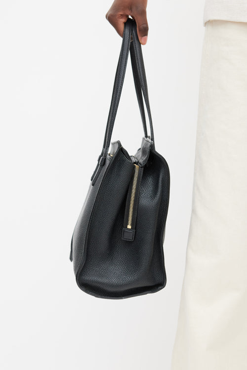 Ferragamo Black Leather Amy Double Handle Tote Bag