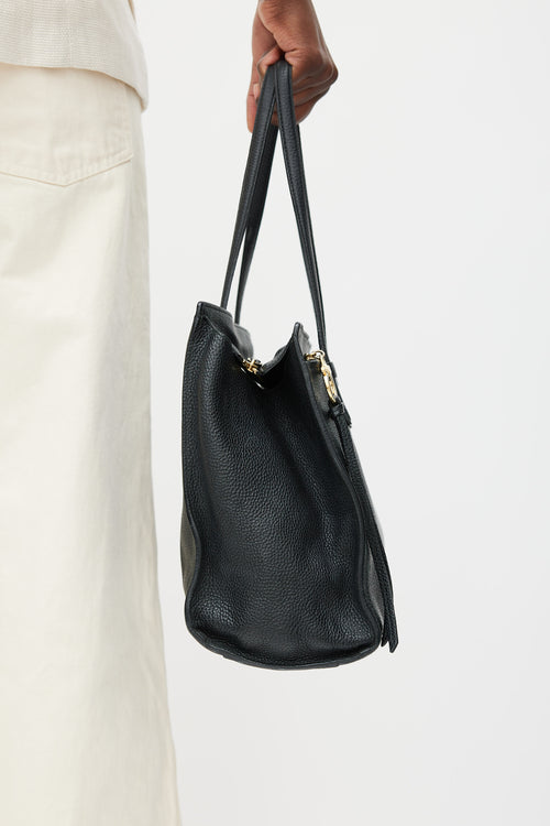 Ferragamo Black Leather Amy Double Handle Tote Bag