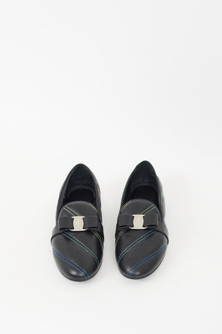 Ferragamo Black Leather Libby Rainbow Loafer