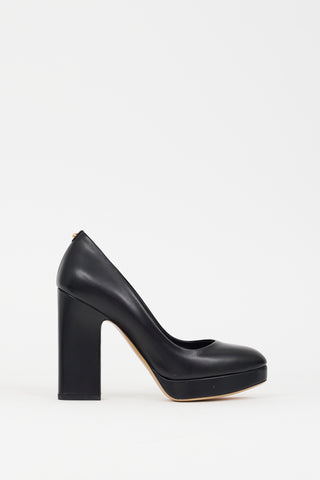 Ferragamo Black Leather Platform Pump