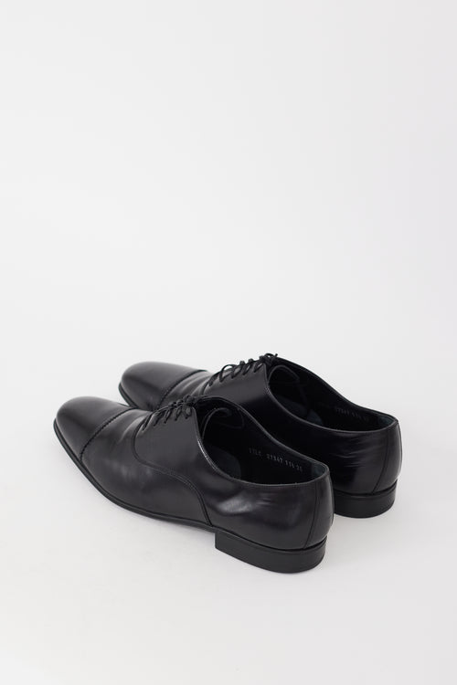 Ferragamo Black Leather Pointed Toe Oxford