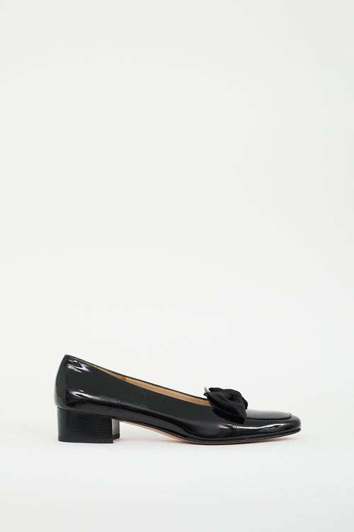 Ferragamo Black Patent Leather Bow Loafer