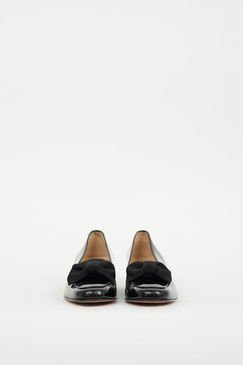 Ferragamo Black Patent Leather Bow Loafer