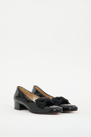 Ferragamo Black Patent Leather Bow Loafer