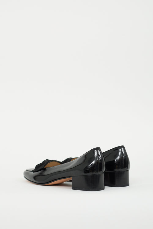 Ferragamo Black Patent Leather Bow Loafer