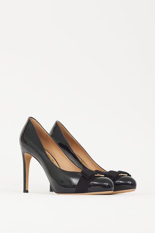 Ferragamo Black Patent Leather Pimpa Heel