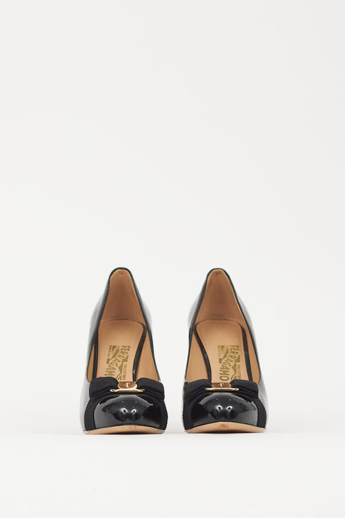 Ferragamo Black Patent Leather Pimpa Heel