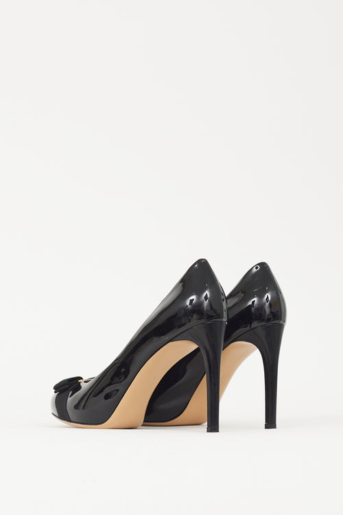 Ferragamo Black Patent Leather Pimpa Heel