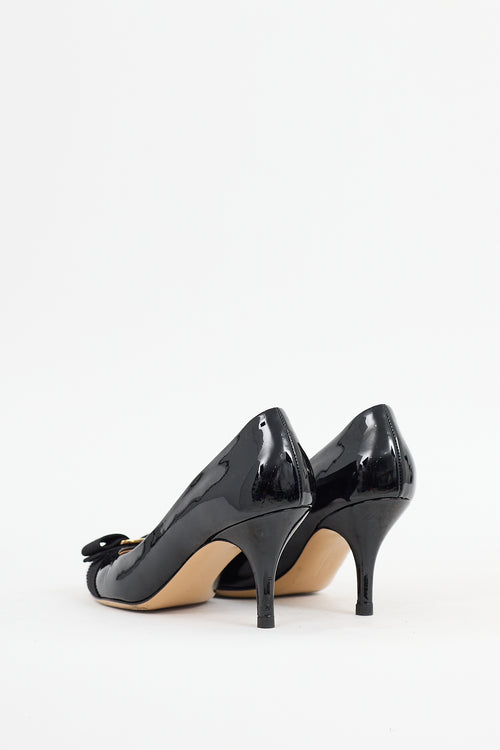 Ferragamo Black Patent Leather Vara Bow Pump