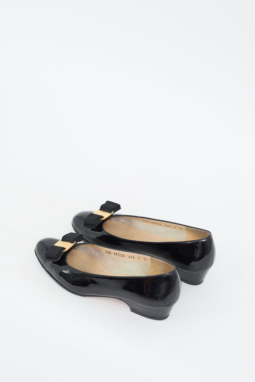 Ferragamo Black Patent Vara Bow Pump