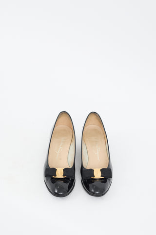 Ferragamo Black Patent Vara Bow Pump