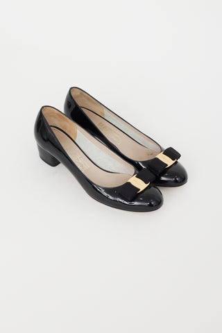 Ferragamo Black Patent Vara Bow Pump