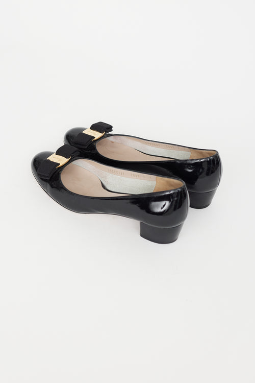 Ferragamo Black Patent Vara Bow Pump