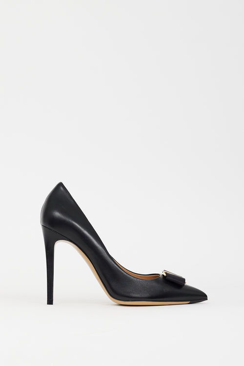 Ferragamo Black Leather Zeri Pump