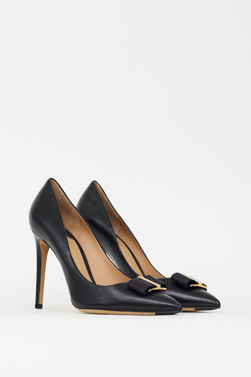 Ferragamo Black Leather Zeri Pump