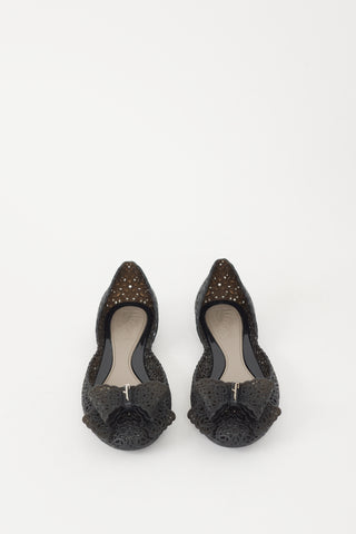 Ferragamo Black Floral Cutout Nilly Ballet Flat