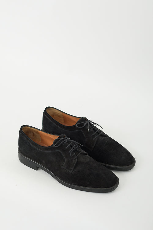 Ferragamo Black Suede Lace Up Oxford