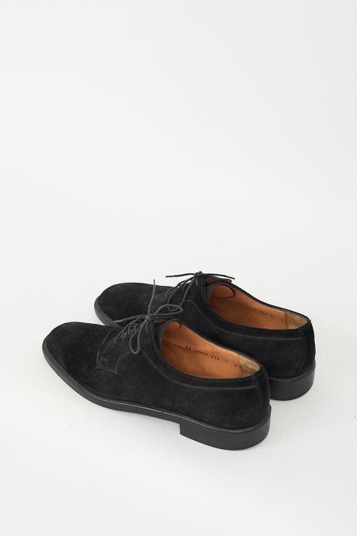 Ferragamo Black Suede Lace Up Oxford