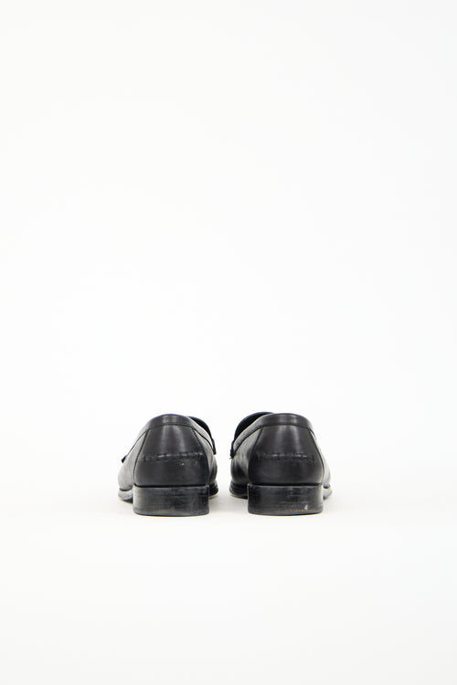 Ferragamo Black Leather Gancini Loafer