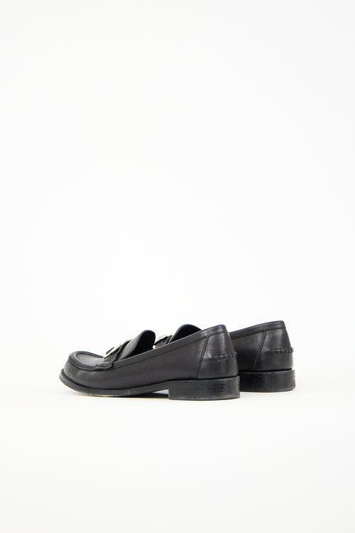 Ferragamo Black Leather Gancini Loafer