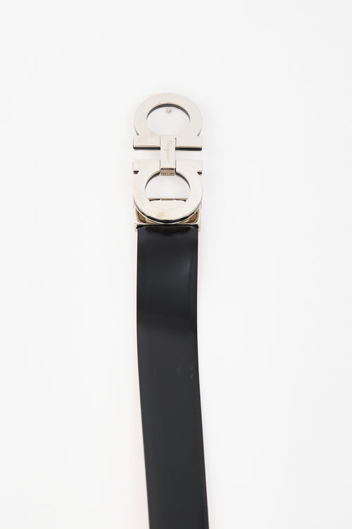 Ferragamo Black Leather Gancini Belt