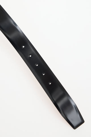 Ferragamo Black Leather Gancini Belt