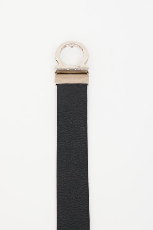 Ferragamo Black 
Brown Reversible Leather Gancini Belt