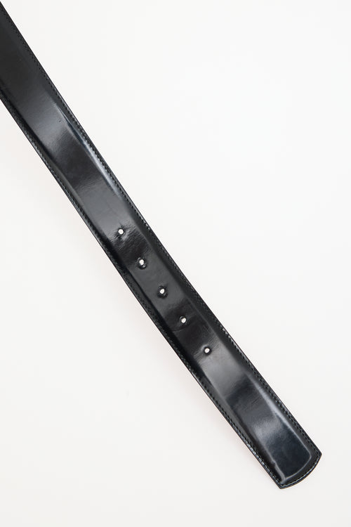 Ferragamo Black 
Brown Reversible Leather Gancini Belt