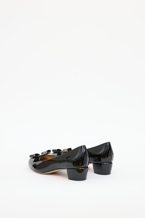 Ferragamo Black Patent Vara Pump