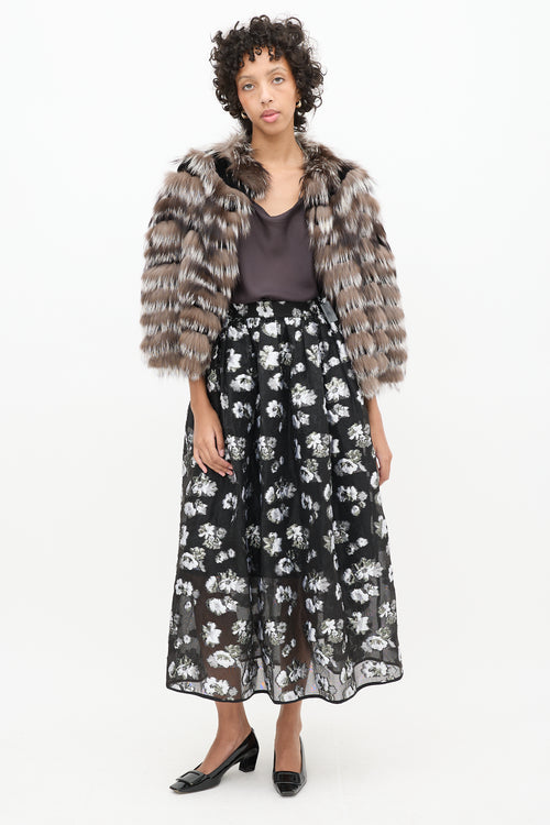 Ferragamo Brown Fur Shawl 
Cropped Jacket