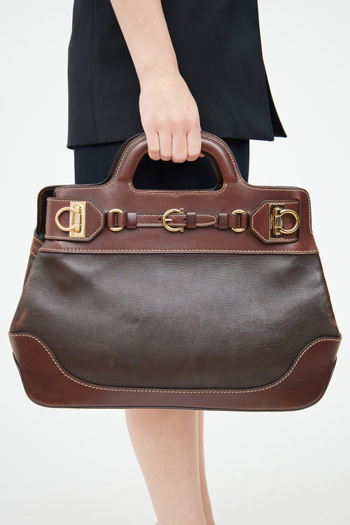 Ferragamo Brown W Briefcase Bag