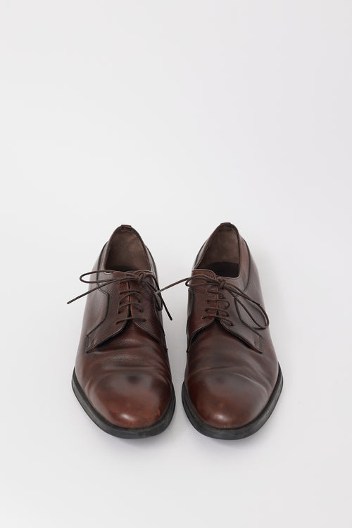 Ferragamo Brown Leather Pointed Toe Derby