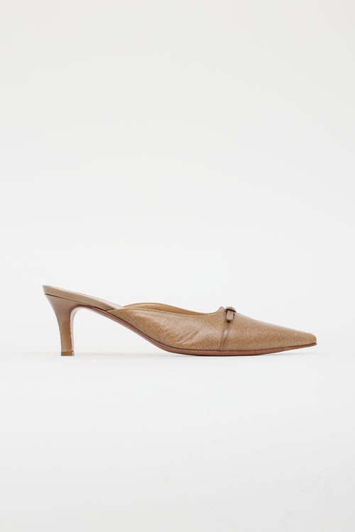 Ferragamo Brown Leather Pointed Toe Mule