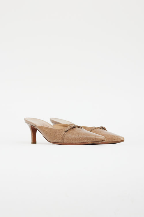 Ferragamo Brown Leather Pointed Toe Mule