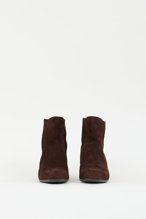 Ferragamo Brown Suede Ankle Boot