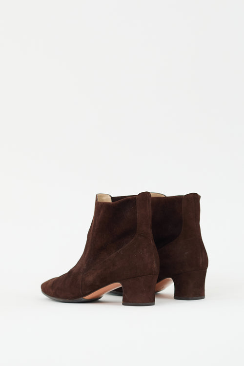 Ferragamo Brown Suede Ankle Boot