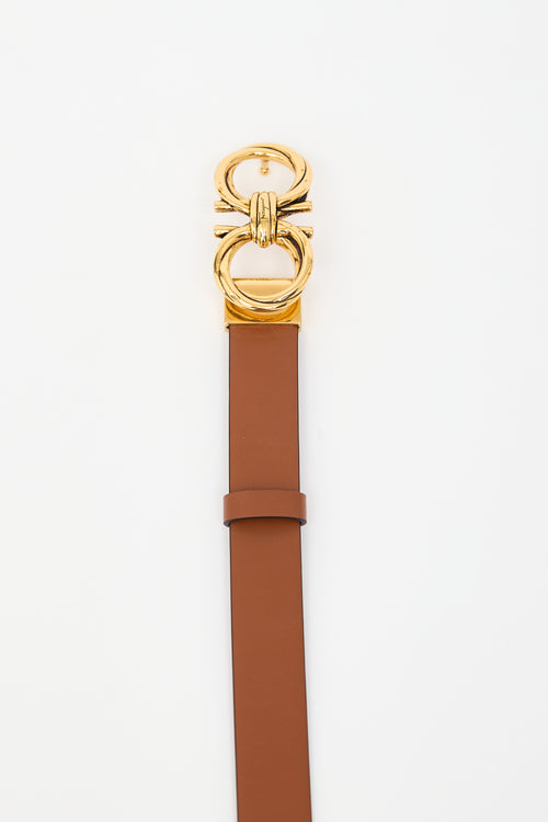 Ferragamo Brown Leather Gancini Belt