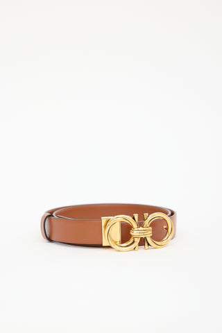 Ferragamo Brown Leather Gancini Belt