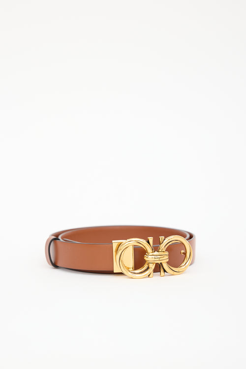 Ferragamo Brown Leather Gancini Belt