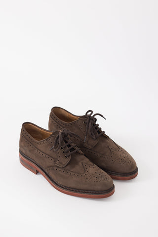 Ferragamo Brown Suede Brogue Derby