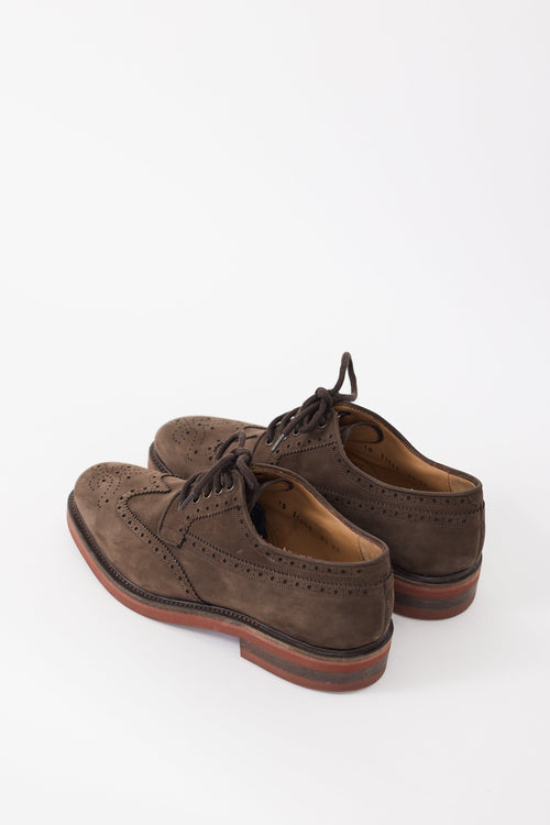 Ferragamo Brown Suede Brogue Derby