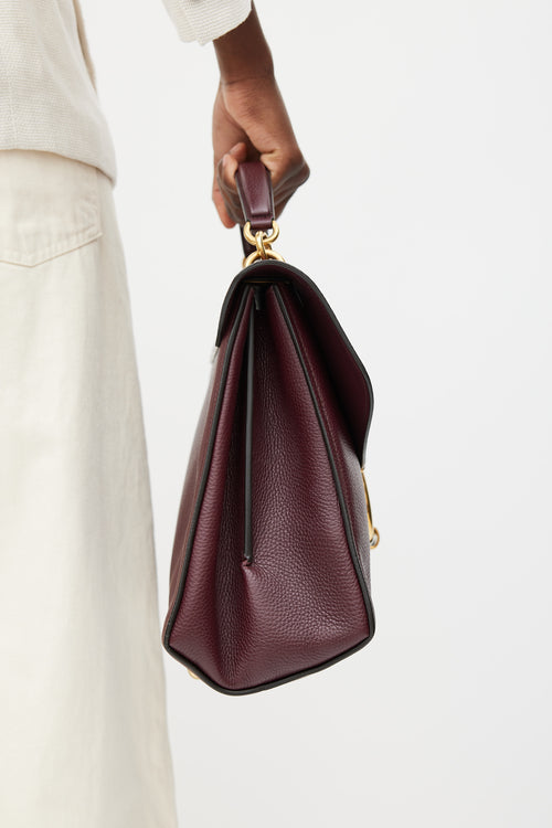 Ferragamo Burgundy Leather Gancini Margot Bag