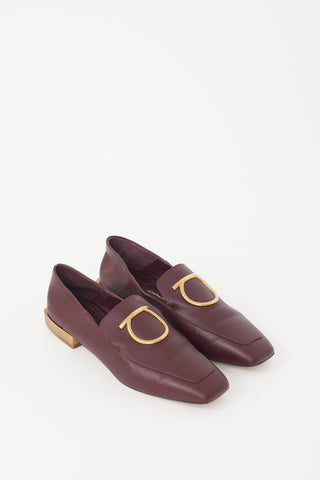 Ferragamo Burgundy Leather Logo Loafer