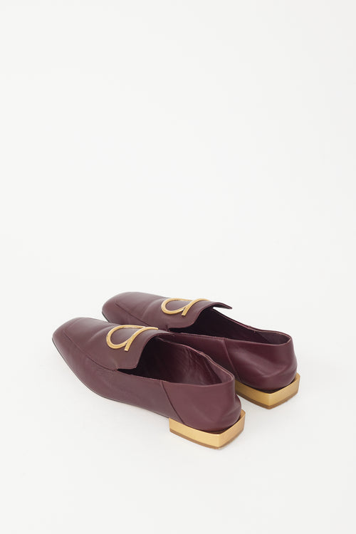 Ferragamo Burgundy Leather Logo Loafer