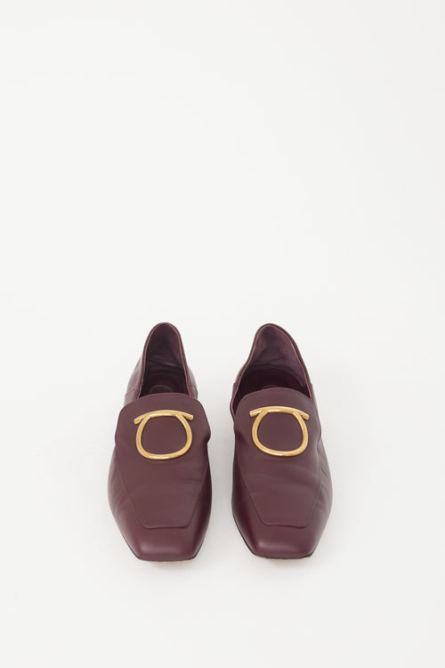 Ferragamo Burgundy Leather Logo Loafer