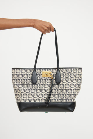 Ferragamo Monogram Canvas 
Leather Tote Bag