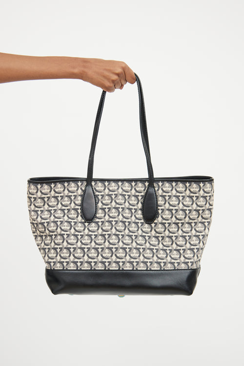 Ferragamo Monogram Canvas 
Leather Tote Bag