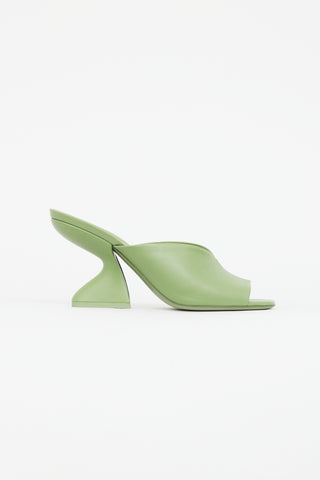 Ferragamo Green Leather Sculptural Heel Sandal