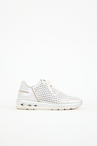 Ferragamo Metallic Leather Gils Perforated Sneaker